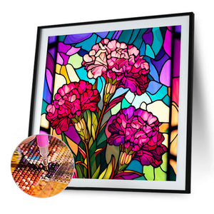 Stained Glass Celosia 40*40CM (canvas) Full Round Drill Diamond Painting