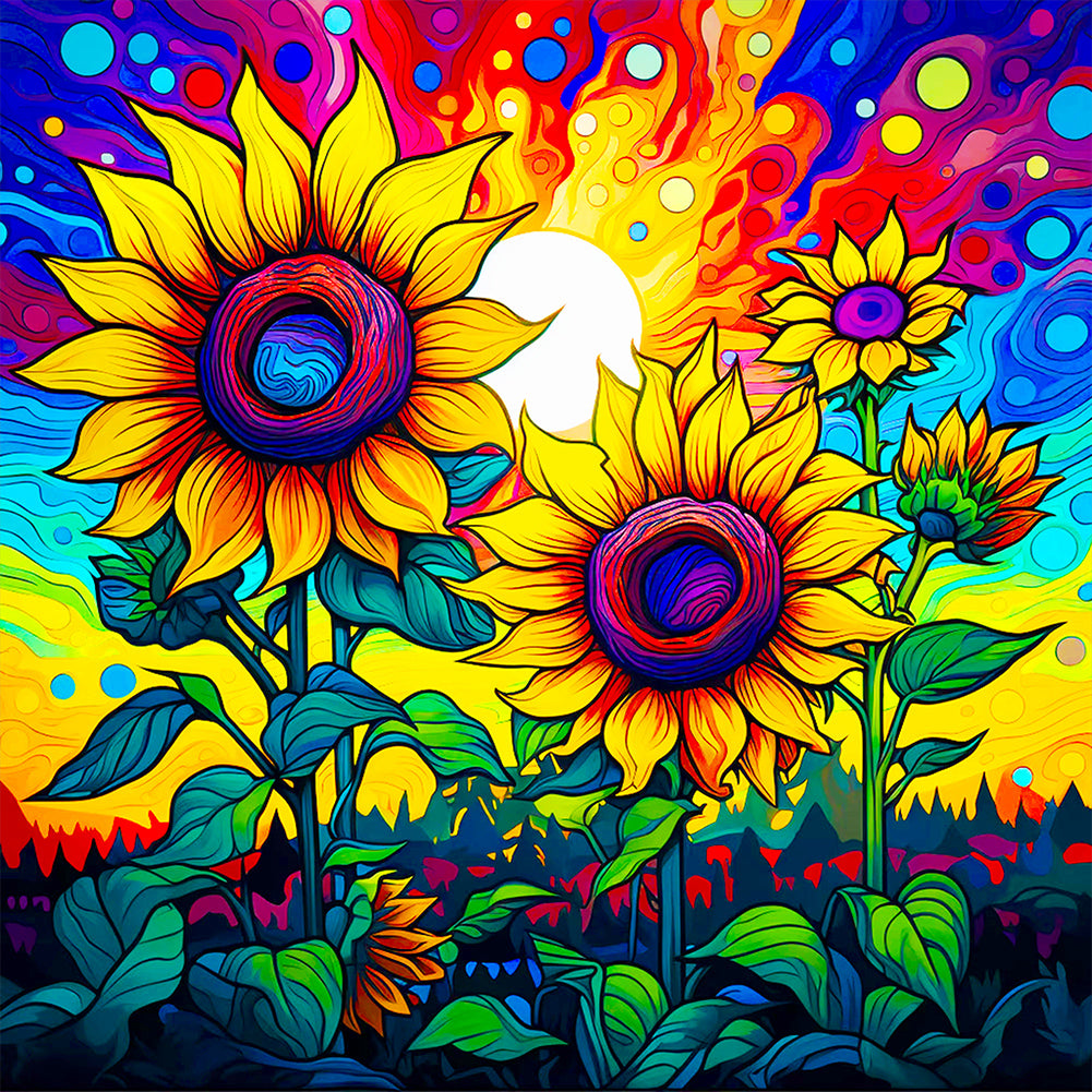 Colorful Sunflower 40*40CM (canvas) Full Round Drill Diamond Painting