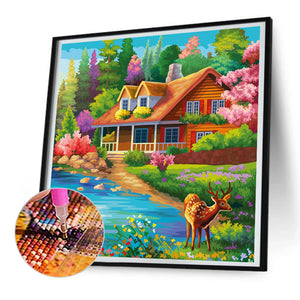 Mountain Scenery 30*30CM (canvas) Full Round Drill Diamond Painting