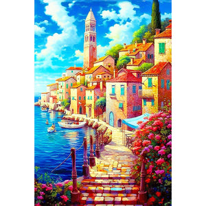 Beautiful Seaside Bridge 40*60CM (canvas) Full Round Drill Diamond Painting