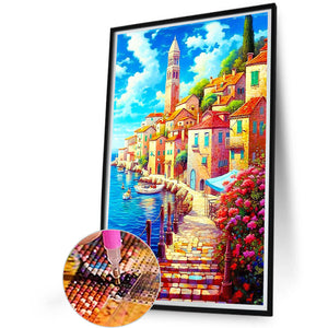 Beautiful Seaside Bridge 40*60CM (canvas) Full Round Drill Diamond Painting