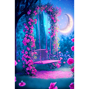 Rose Swing Under The Tree¡¤Blue 40*60CM (canvas) Full Round Drill Diamond Painting