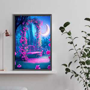 Rose Swing Under The Tree¡¤Blue 40*60CM (canvas) Full Round Drill Diamond Painting