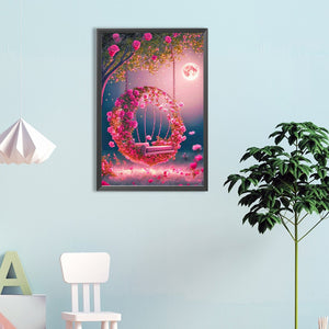 Rose Swing Under The Tree¡¤Powder 40*60CM (canvas) Full Round Drill Diamond Painting