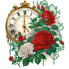 Load image into Gallery viewer, Flowers And Clock 30*30CM (canvas) Partial Special-Shaped Drill Diamond Painting
