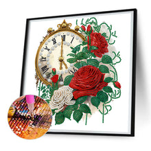 Load image into Gallery viewer, Flowers And Clock 30*30CM (canvas) Partial Special-Shaped Drill Diamond Painting
