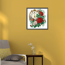 Load image into Gallery viewer, Flowers And Clock 30*30CM (canvas) Partial Special-Shaped Drill Diamond Painting
