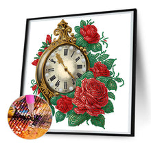 Load image into Gallery viewer, Flowers And Clock 30*30CM (canvas) Partial Special-Shaped Drill Diamond Painting
