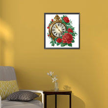 Load image into Gallery viewer, Flowers And Clock 30*30CM (canvas) Partial Special-Shaped Drill Diamond Painting
