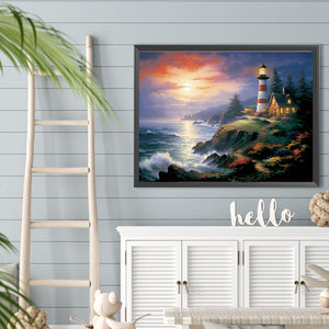 Seaside Lighthouse 40*30CM (canvas) Full Round Drill Diamond Painting