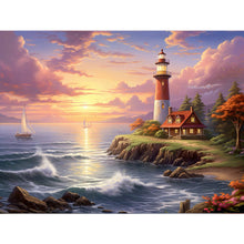 Load image into Gallery viewer, Seaside Lighthouse 40*30CM (canvas) Full Round Drill Diamond Painting
