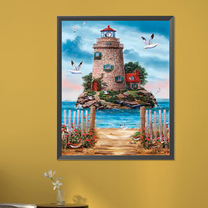 Island Lighthouse 40*50CM (canvas) Full Round AB Drill Diamond Painting