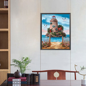 Island Lighthouse 40*50CM (canvas) Full Round AB Drill Diamond Painting