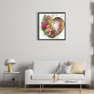 Love Flower Frame 30*30CM (canvas) Partial Special-Shaped Drill Diamond Painting