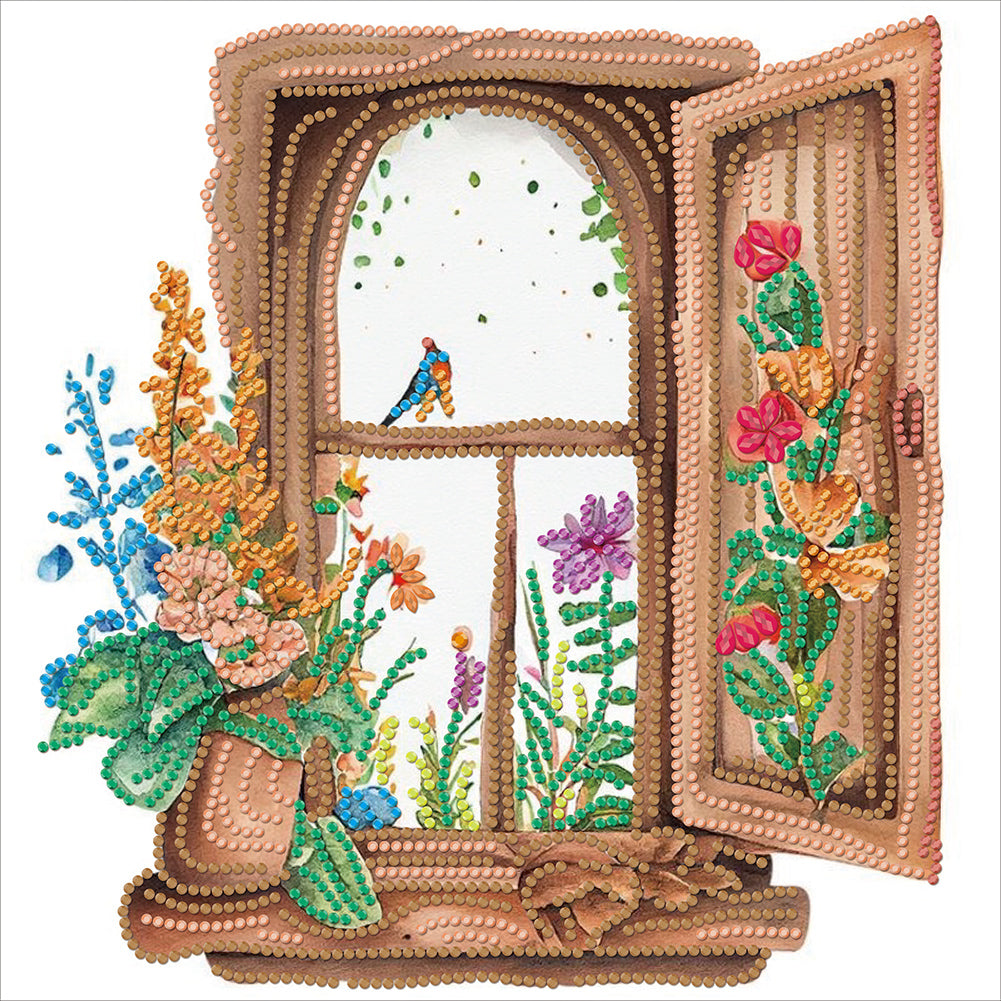 Windowsill 30*30CM (canvas) Partial Special-Shaped Drill Diamond Painting