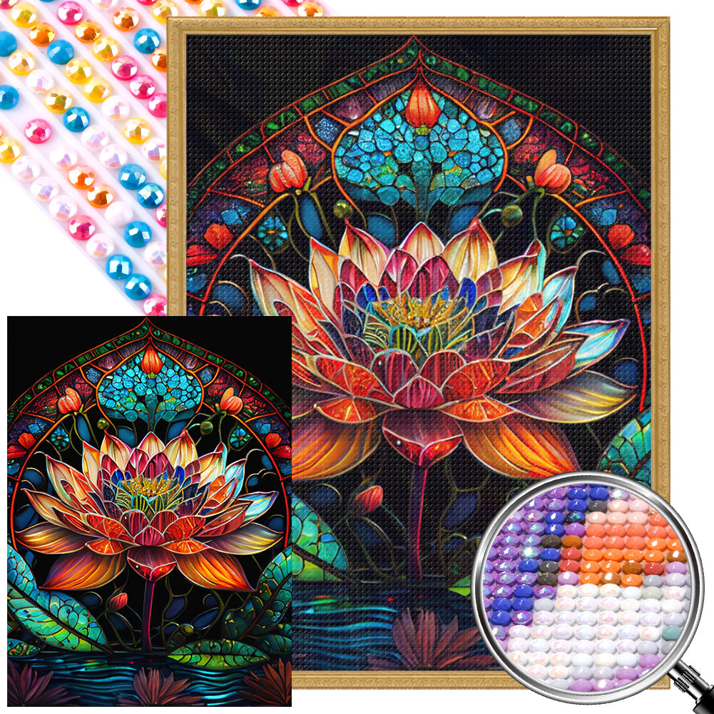 Lotus 40*55CM (canvas) Full Round AB Drill Diamond Painting