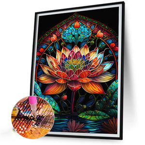 Lotus 40*55CM (canvas) Full Round AB Drill Diamond Painting