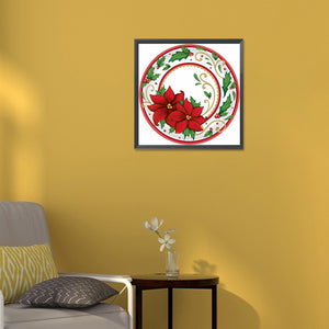 Round Poinsettia 30*30CM (canvas) Full Round Drill Diamond Painting