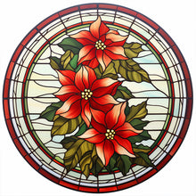 Load image into Gallery viewer, Stained Glass Christmas Red Flower 30*30CM (canvas) Full Round Drill Diamond Painting
