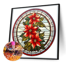 Load image into Gallery viewer, Stained Glass Christmas Red Flower 30*30CM (canvas) Full Round Drill Diamond Painting
