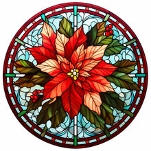 Load image into Gallery viewer, Stained Glass Christmas Red Flower 30*30CM (canvas) Full Round Drill Diamond Painting
