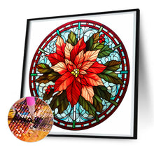 Load image into Gallery viewer, Stained Glass Christmas Red Flower 30*30CM (canvas) Full Round Drill Diamond Painting
