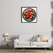 Load image into Gallery viewer, Stained Glass Christmas Red Flower 30*30CM (canvas) Full Round Drill Diamond Painting
