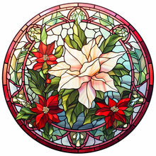 Load image into Gallery viewer, Stained Glass Christmas Red Flower 30*30CM (canvas) Full Round Drill Diamond Painting
