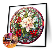 Load image into Gallery viewer, Stained Glass Christmas Red Flower 30*30CM (canvas) Full Round Drill Diamond Painting
