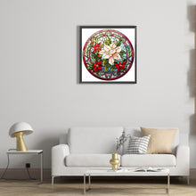 Load image into Gallery viewer, Stained Glass Christmas Red Flower 30*30CM (canvas) Full Round Drill Diamond Painting
