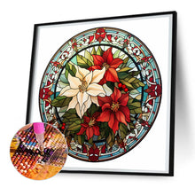 Load image into Gallery viewer, Stained Glass Christmas Red Flower 30*30CM (canvas) Full Round Drill Diamond Painting
