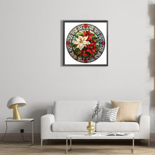 Load image into Gallery viewer, Stained Glass Christmas Red Flower 30*30CM (canvas) Full Round Drill Diamond Painting
