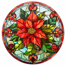 Load image into Gallery viewer, Stained Glass Christmas Red Flower 30*30CM (canvas) Full Round Drill Diamond Painting
