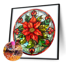 Load image into Gallery viewer, Stained Glass Christmas Red Flower 30*30CM (canvas) Full Round Drill Diamond Painting
