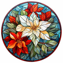 Load image into Gallery viewer, Stained Glass Christmas Red Flower 30*30CM (canvas) Full Round Drill Diamond Painting
