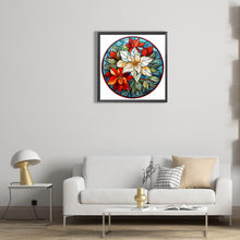 Load image into Gallery viewer, Stained Glass Christmas Red Flower 30*30CM (canvas) Full Round Drill Diamond Painting
