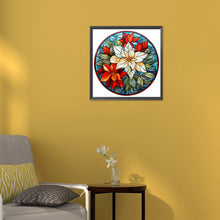 Load image into Gallery viewer, Stained Glass Christmas Red Flower 30*30CM (canvas) Full Round Drill Diamond Painting
