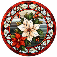 Load image into Gallery viewer, Stained Glass Christmas Red Flower 30*30CM (canvas) Full Round Drill Diamond Painting
