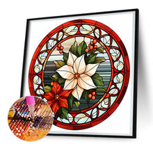 Load image into Gallery viewer, Stained Glass Christmas Red Flower 30*30CM (canvas) Full Round Drill Diamond Painting
