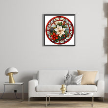 Load image into Gallery viewer, Stained Glass Christmas Red Flower 30*30CM (canvas) Full Round Drill Diamond Painting
