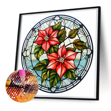 Load image into Gallery viewer, Stained Glass Christmas Red Flower 30*30CM (canvas) Full Round Drill Diamond Painting
