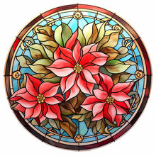 Load image into Gallery viewer, Stained Glass Christmas Red Flower 30*30CM (canvas) Full Round Drill Diamond Painting
