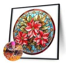 Load image into Gallery viewer, Stained Glass Christmas Red Flower 30*30CM (canvas) Full Round Drill Diamond Painting
