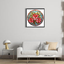 Load image into Gallery viewer, Stained Glass Christmas Red Flower 30*30CM (canvas) Full Round Drill Diamond Painting
