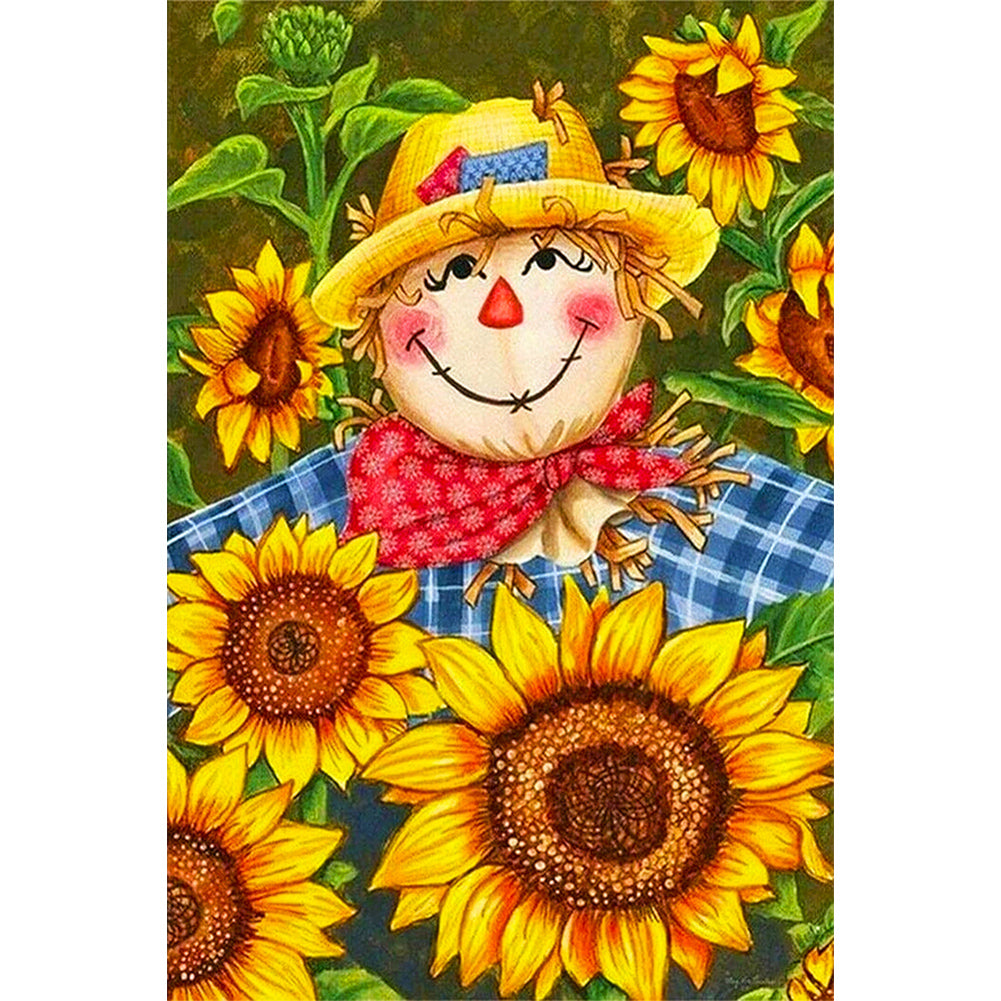 Sunflower Scarecrow 40*60CM (canvas) Full Round Drill Diamond Painting