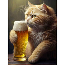 Load image into Gallery viewer, Beer Cat 30*40CM (canvas) Full Round Drill Diamond Painting
