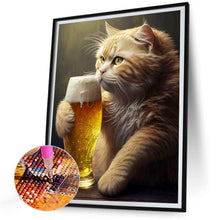 Load image into Gallery viewer, Beer Cat 30*40CM (canvas) Full Round Drill Diamond Painting
