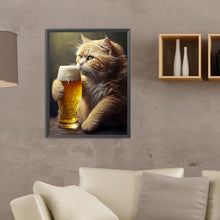 Load image into Gallery viewer, Beer Cat 30*40CM (canvas) Full Round Drill Diamond Painting
