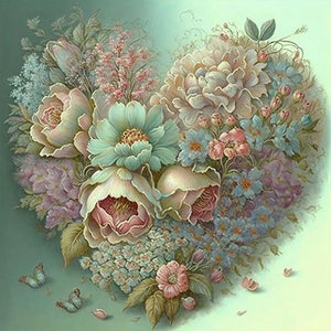 Heart Bouquet 40*40CM (canvas) Full Round Drill Diamond Painting