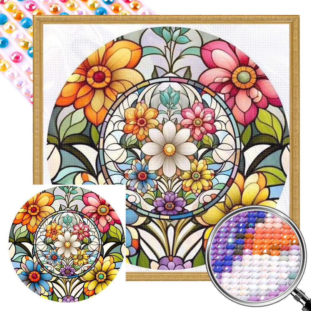 Stained Glass 40*40CM (canvas) Full Round AB Drill Diamond Painting